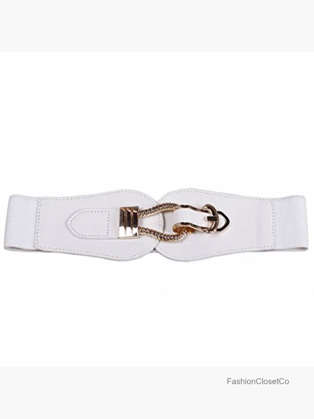 Wide Elastic Cinch Stretch Waist Belt with Metal Buckle for Dresses